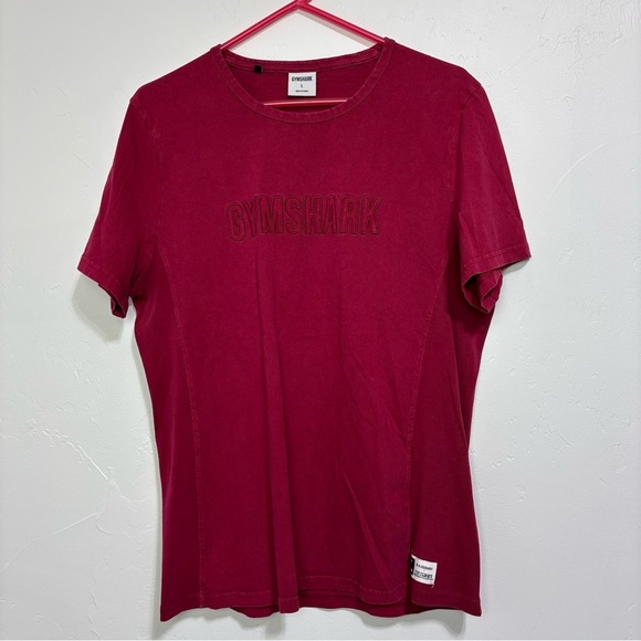 Gymshark Men's Large Spellout Red T Shirt Short Sleeve Activewear Gym Workout - Picture 1 of 8